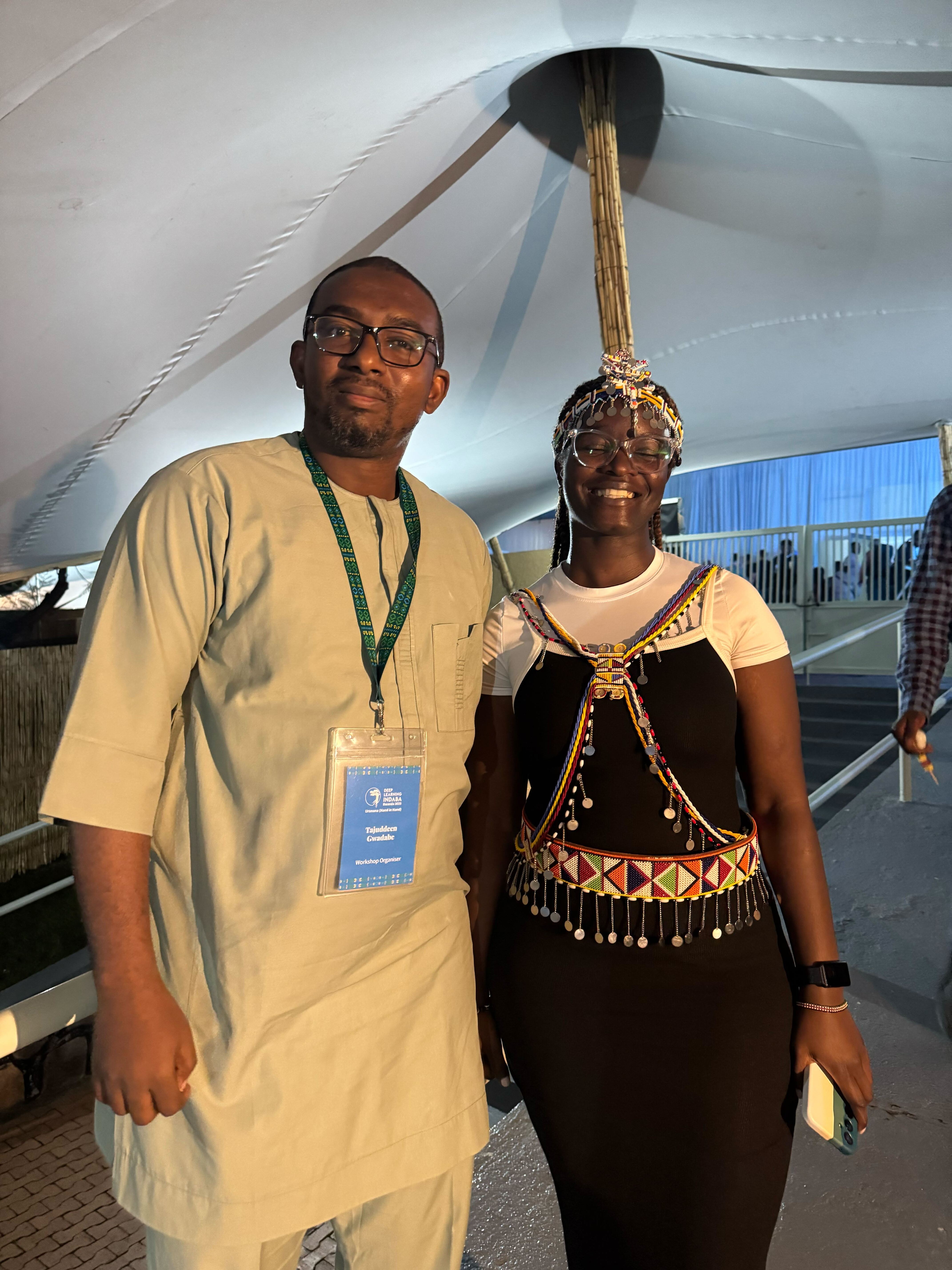 Nyasita and Tajuddeen Gwadabe at the Deep Learning Indaba 2025 in Kigali