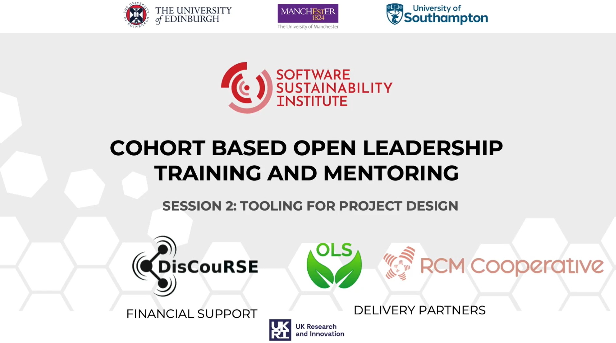 Screenshot from the initial slide of one of the sessions on Tooling for open design